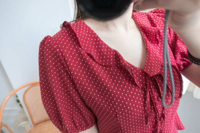 立體荷葉圓點波浪尾, Blouse/ L002
