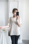 buckle 淺杏圓形大理石腰帶修腰, blouse/ BU8532