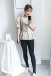 buckle 淺杏圓形大理石腰帶修腰, blouse/ BU8532