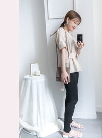 buckle 淺杏圓形大理石腰帶修腰, blouse/ BU8532