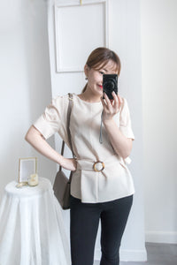 buckle 淺杏圓形大理石腰帶修腰, blouse/ BU8532