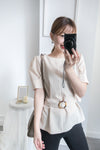 buckle 淺杏圓形大理石腰帶修腰, blouse/ BU8532