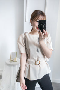buckle 淺杏圓形大理石腰帶修腰, blouse/ BU8532