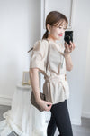 buckle 淺杏圓形大理石腰帶修腰, blouse/ BU8532