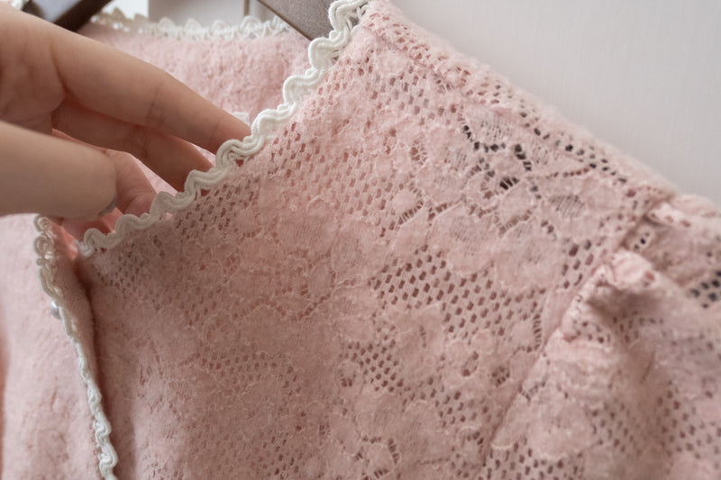 Romance Lace 粉色微彈幼細雕花邊蕾絲紋, Blouse or Outer/ BU8614