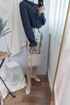 Marble 灰綠色雲石水彩全彈性修身裙, Skirt/ SK8391