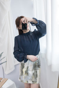 Marble 灰綠色雲石水彩全彈性修身裙, Skirt/ SK8391