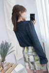 Marble 灰綠色雲石水彩全彈性修身裙, Skirt/ SK8391