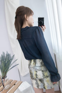 Marble 灰綠色雲石水彩全彈性修身裙, Skirt/ SK8391