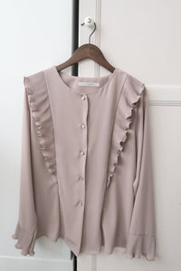 Ruffle 粉杏雪紡百褶波浪衫身手袖, Blouse/ BU8623