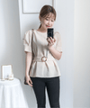 buckle 淺杏圓形大理石腰帶修腰, blouse/ BU8532