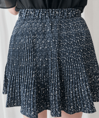 Navy Floral 細百褶小波浪裙擺裙褲, Skirt/ SK8612