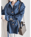 Navy 深藍單排鈕中短款風衣, Jacket/ JK8094