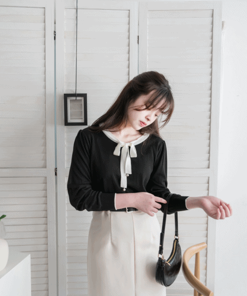 V Ribbon V形蝴蝶領口邊線薄線衫, Knit Top/ TP8785