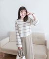 Gold Stripe 混金線條紋闊袖蝴蝶線衫, Knit Top / TP8798