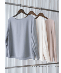 【現貨限量回歸 GreyishBlue/White】Pleated Sleeve 簡約雪紡漸細百褶手袖, Blouse/ BU8856