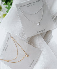 Silver-made minimal double loop, Necklace/ NL8145
