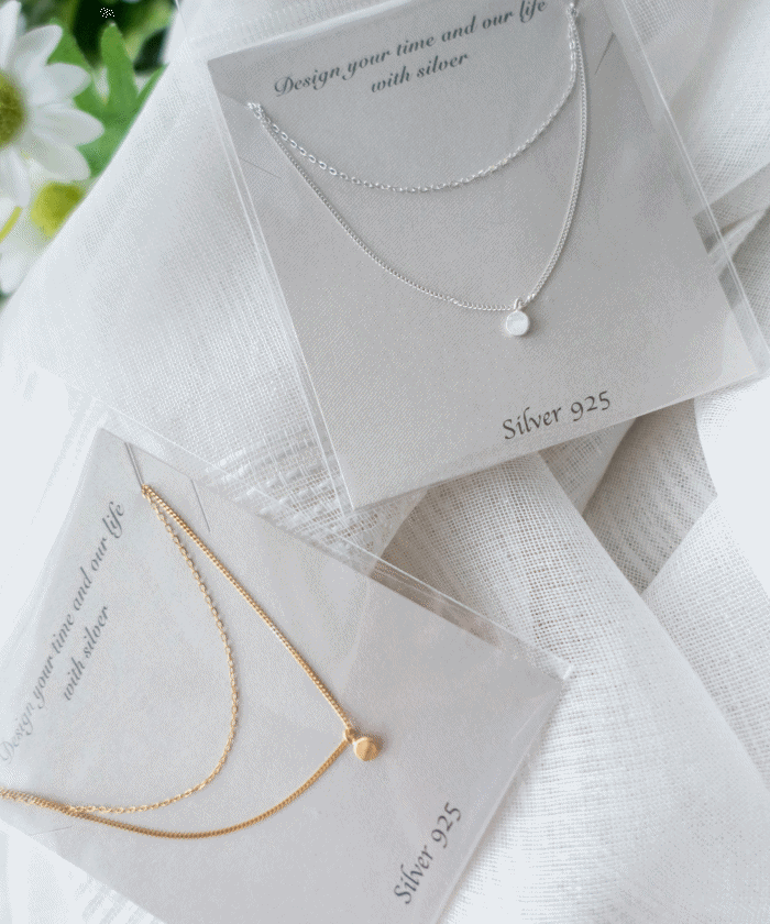 Silver-made minimal double loop, Necklace/ NL8145