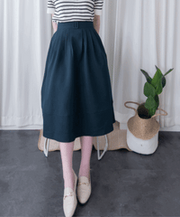 [超熱賣款式 限時加開訂貨✨］Navy Belt 方釦腰帶後橡筋傘形半身裙, Skirt/ SK8636