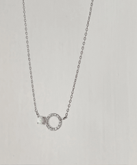 Moon Stone & Oval Crystal, Necklace/ NL8149