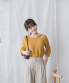 Mustard Twist 芥末黃開領扭紋帶雪紡上衣, Blouse/ BU8838